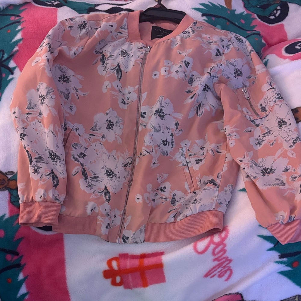 Love Tree Floral Peach Bomber Jacket